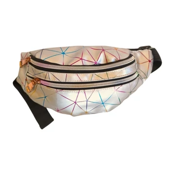 Ezüst színű geometrikus mintás övtáska