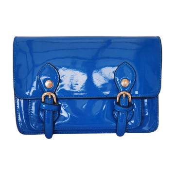 Gina kék kisméretű lakk táska