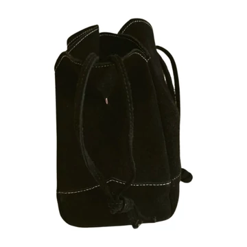 Fekete hasított bőr erszény táska