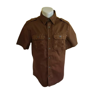 Surplus Raw Vintage barna rövid ujjú férfi ing (méret: M)