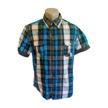 Clockhouse kék kockás rövid ujjú férfi ing (méret: XL)