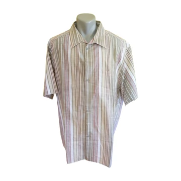 Walbusch bézs csíkos rövid ujjú férfi ing (méret: XXXL)