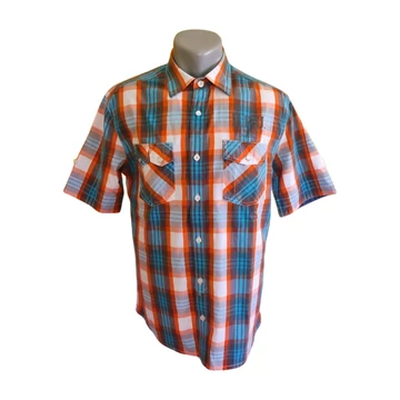 Tantum O.N. narancs színű kockás rövid ujjú férfi ing