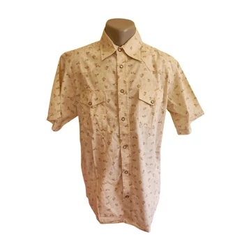 Angelo Litrico bézs mintás rövid ujjú férfi ing (méret: L)