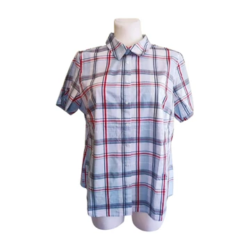 Aproductz kék kockás rövid ujjú női blúz