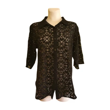 Part Two fekete áttört mintás blúz