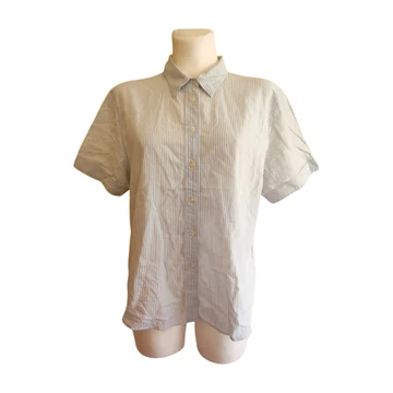 Világoskék csíkos női rövid ujjú blúz