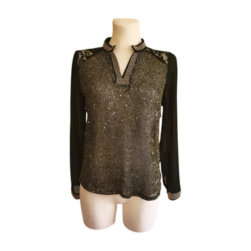 Liu Li fekete és arany elegáns női blúz