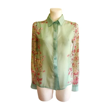 Amisu zöld virágmintás női blúz
