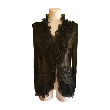 C&amp;amp;A fekete fodros női blúz 