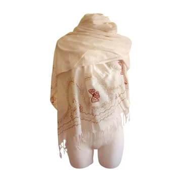 Tört fehér flitteres női kendő