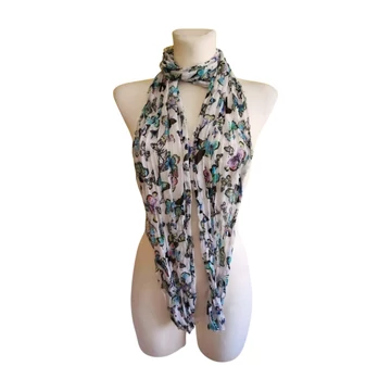 Fehér lepke mintás női vékony sál