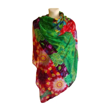 Desigual zöld mintás női kendő