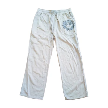 Világos szürke vékony női vászon nadrág (méret: XL)