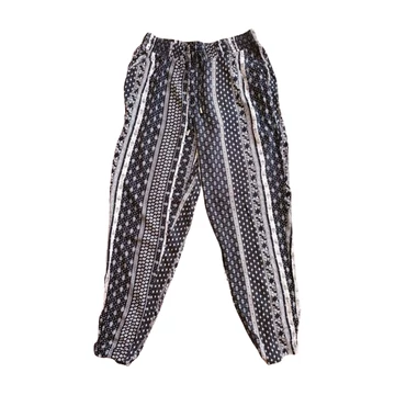 Amisu fekete mintás vékony női nadrág