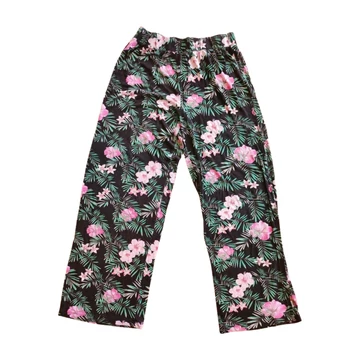 Ever.me fekete levélmintás vékony női nadrág (méret: L)