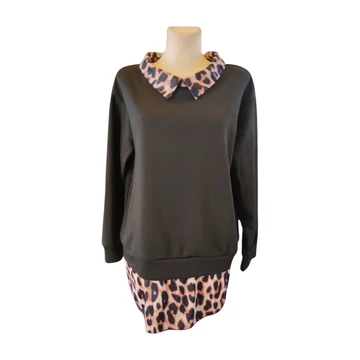 Shein fekete leopárd mintás női pulóver