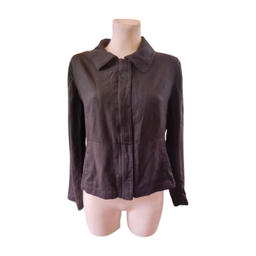 Fekete vékony női vászon kabát (méret: 40/L)