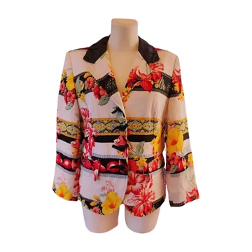 Gabriella Benelli tört fehér mintás női blézer (méret: 38/M)