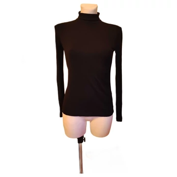 H&M fekete színű bordázott női garbó (méret: S)