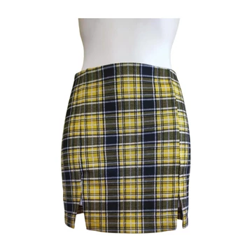 H&M sárga kockás miniszoknya (méret: XS)