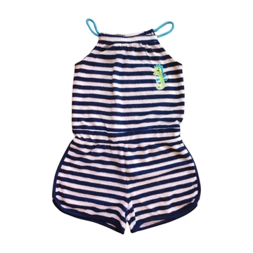 Kiki & Koko kék csíkos kislány flottír nyári overál (méret: 104)