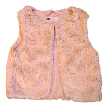 H&M rózsaszín szőrös kislány mellény (méret: 116)