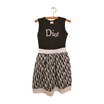 Dior feliratos fekete-fehér lány nyári ruha (méret: 140)