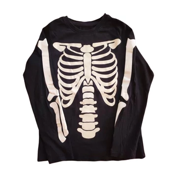 Fekete fluoreszkáló csontvázas fiú hosszú ujjú felső