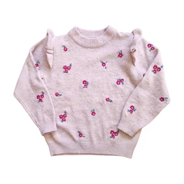 C&amp;amp;A tört fehér virágmintás kötött kislány pulóver 
