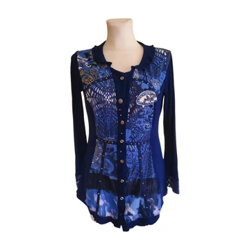 Crisca sötétkék mintás női kardigán (méret: 34/XS)