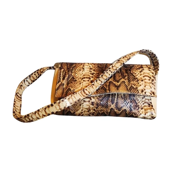 Hüllőmintás barna női kistáska