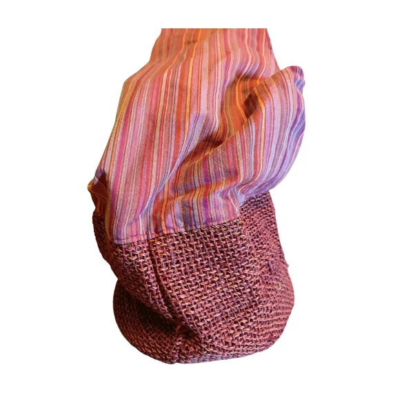 Lilás bordó színű csíkos női shopper táska