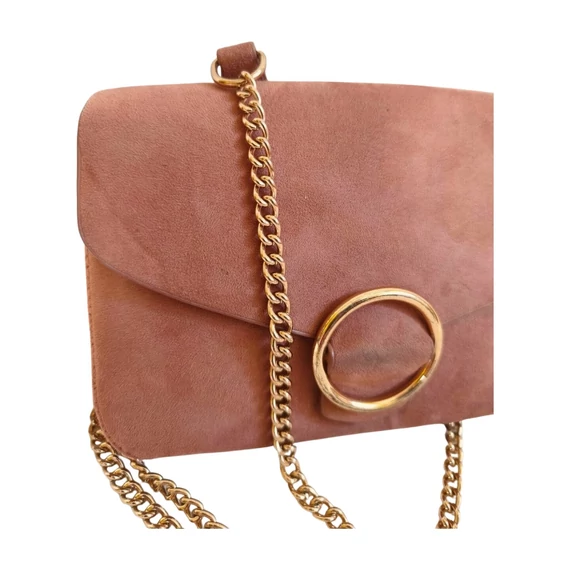 H&M világosbarna kisméretű velúr táska