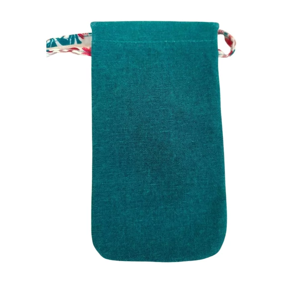 Zöld virágmintás telefontartó táska