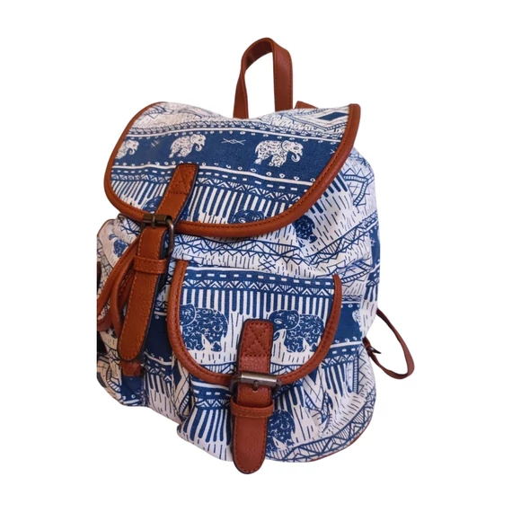 Kék elefántos vászon hátizsák