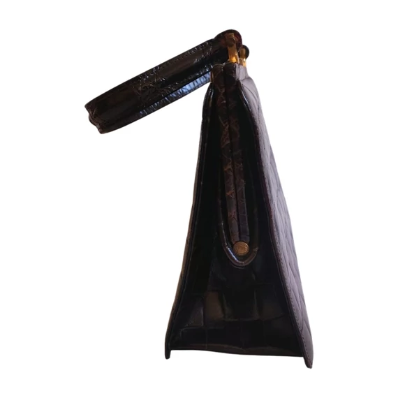 Kahn sötétbarna bőr vintage kézitáska