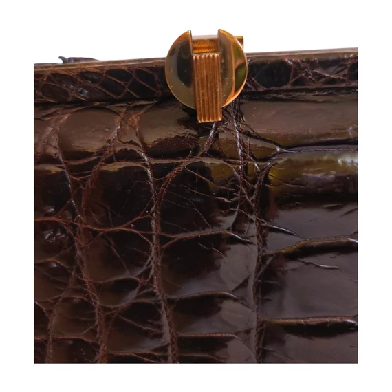 Kahn sötétbarna bőr vintage kézitáska