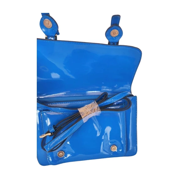 Gina kék kisméretű lakk táska