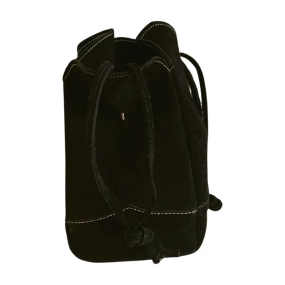 Fekete hasított bőr erszény táska