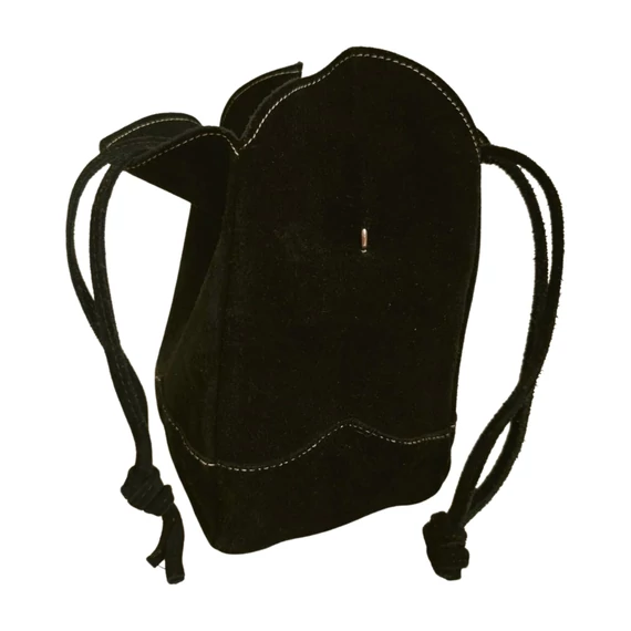 Fekete hasított bőr erszény táska