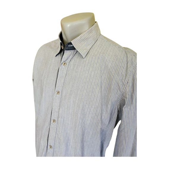 Tom Tailor szürke csíkos férfi ing (méret: M)