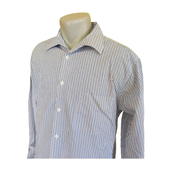 Walbusch fehér és kék csíkos férfi ing (méret: L)