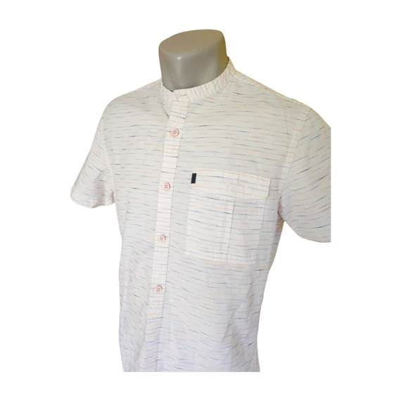 Angelo Litrico fehér csíkos rövid ujjú férfi ing (méret: S)