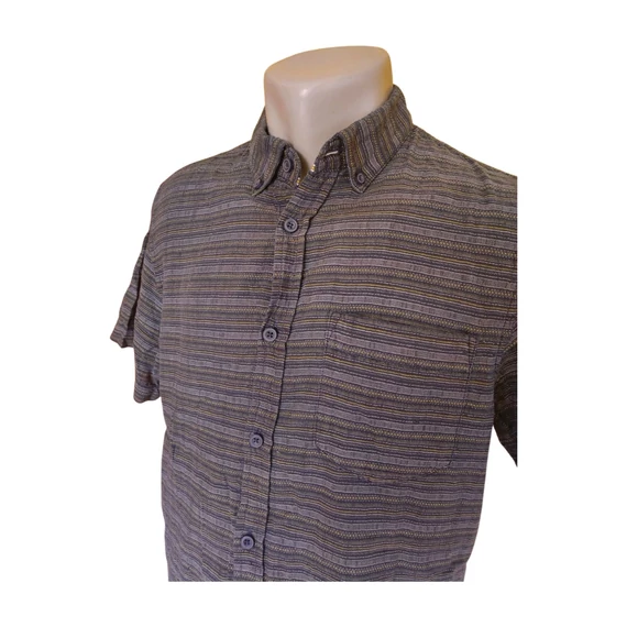 Angelo Litrico szürke csíkos rövid ujjú férfi ing (méret: M)