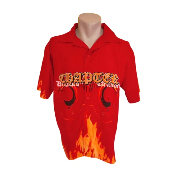 Dognose piros vintage rövid ujjú férfi ing 