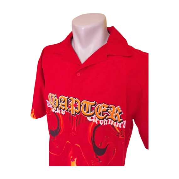 Dognose piros vintage rövid ujjú férfi ing (méret: S)