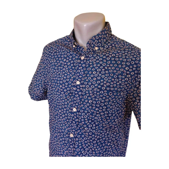 H&M sötétkék pöttyös rövid ujjú férfi ing