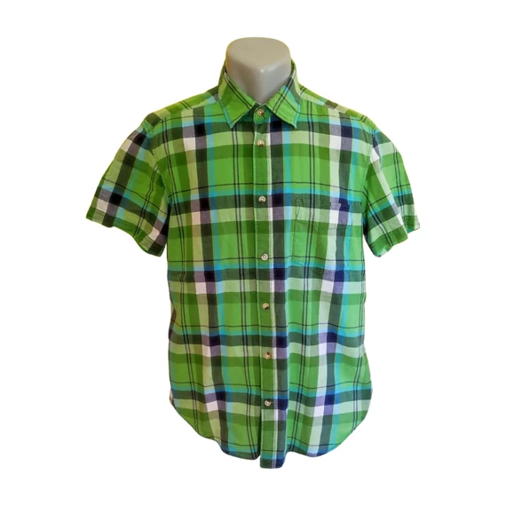 H&M zöld és kék kockás rövid ujjú férfi ing