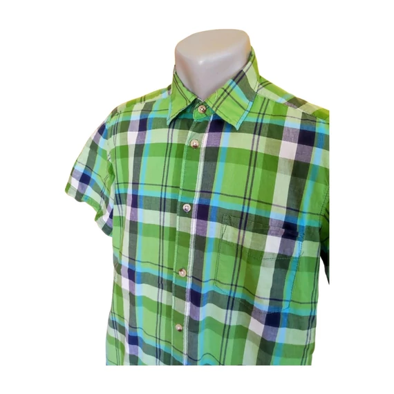 H&M zöld és kék kockás rövid ujjú férfi ing